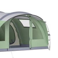 Outsunny Multi-Room Camping Tent for 5 Person, Easy Set up Large Family Tent with 4 Windows, Porch, Light Green(m-11)