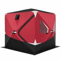 Outsunny 3-4 Person Insulated Ice Fishing Shelter, Pop up, with Oversized Doors, Windows, Vents and Carry Bag, for Low-Temp -22℉(m-9)
