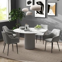 HOMCOM Dining Chairs Set of 2, Velvet-look Fabric Upholstered Kitchen Chairs with Backrest, Armrests and Steel Legs, Dark Grey(m-7)