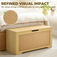 HOMCOM Storage Chest with Lift Top Storage Chest with Safety Hinges 39.4" Oak(m-4)