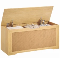 HOMCOM Storage Chest with Lift Top Storage Chest with Safety Hinges 39.4" Oak(m-13)