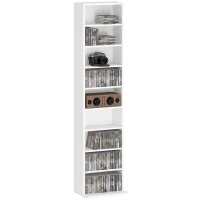 HOMCOM Media Storage Cabinet, 9-Tier Tall Narrow DVD Shelf with 6 Adjustable Shelves, White(m-9)