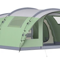 Outsunny Multi-Room Camping Tent for 5 Person, Easy Set up Large Family Tent with 4 Windows, Porch, Light Green(m-10)