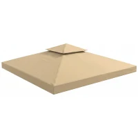 Outsunny 10' x 10' Square 2-Tier Gazebo Canopy Replacement Top Outdoor Garden Sun Shade Cover, Replacement Top Only, Beige(m-2)