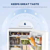 HOMCOM 4.5 Cu Ft Mini Fridge with Freezer, Wheels, Single Door Refrigerator, Adjustable Thermostat, Reversible Door, White(m-6)