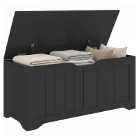 HOMCOM Storage Bench with Lift Top Storage Chest with Safety Hinges for Entryway, Living Room, Black(m-13)