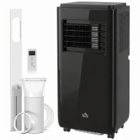 HOMCOM 10,000 BTU Moible Air Conditioner 440 Sq. Ft., Dehumidifier Fan Auto Sleep with 24H Timer On/Off, Window Kit, Black(m-2)