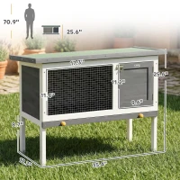 PawHut Wooden Rabbit Hutch, Guinea Pig Hutch with Asphalt Roof, Outdoor Elevated Bunny House for Rabbits, Chinchillas(m-3)