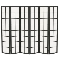 HOMCOM 6 Panel Room Divider, 5.6 ft Folding Wall Divider Room Partition for Home Office, Bedroom, Living Room, Black(m-9)