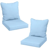 Outsunny Seat Cushion Back Pillows Replacement Set of 2, Patio Chair Cushions Set for Indoor Outdoor, Light Blue(m-2)