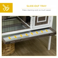 PawHut Rabbit Hutch Dual-Height Design Bunny House with Run Slide-Out Tray White and Coffee(m-6)