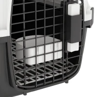 PawHut Airline Approved Pet Carrier for Mini Dogs and Cats with Steel Wire Door, Water Bowl, for Car, Airplane, Outdoor, Balck(m-11)