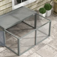 PawHut Wooden Folding Rabbit Hutch, for 2-3 Rabbits - Gray(m-9)