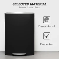HOMCOM Fingerprint-proof Kitchen Trash Can, 13.2 Gallon Garbage Can with Soft-close Lid and Foot Pedal, Black(m-6)