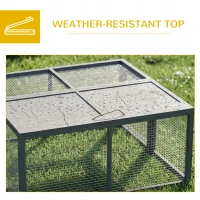 PawHut Wooden Folding Rabbit Hutch, for 2-3 Rabbits - Gray(m-7)