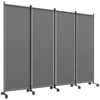 Outsunny Folding Room Divider with Castor Wheels, Rolling Privacy Screen for Home Office Bedroom, 5.6ft Tall(m-9)