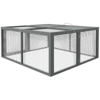 PawHut Wooden Folding Rabbit Hutch, for 2-3 Rabbits - Gray(m-1)
