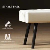 HOMCOM 39 Inches Upholstered Bedroom Bench, Modern End of Bed Bench with Steel Legs, Cream White(m-5)