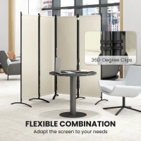 Outsunny Folding Room Divider, Privacy Screen for Home Office Bedroom, 5.6FT Tall, Cream White(m-5)