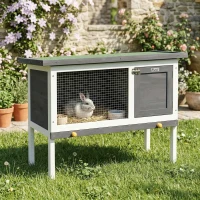 PawHut Wooden Rabbit Hutch, Guinea Pig Hutch with Asphalt Roof, Outdoor Elevated Bunny House for Rabbits, Chinchillas(m-8)