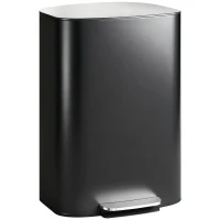 HOMCOM Fingerprint-proof Kitchen Trash Can, 13.2 Gallon Garbage Can with Soft-close Lid and Foot Pedal, Black(m-9)