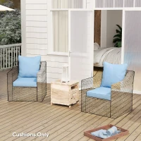 Outsunny Seat Cushion Back Pillows Replacement Set of 2, Patio Chair Cushions Set for Indoor Outdoor, Light Blue(m-8)