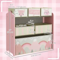 Qaba Toy Organizer with 6 Storage Bins, 25" x 12" x 26", Pink Print(m-3)