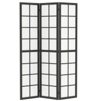 HOMCOM 3 Panel Room Divider, 5.6 ft Folding Wall Divider Room Partition for Home Office, Bedroom, Black(m-9)