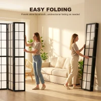 HOMCOM 4 Panel Room Divider, 5.6 ft Folding Wall Divider Room Partition for Home Office, Bedroom, Living Room, Black(m-5)