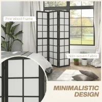 HOMCOM 3 Panel Room Divider, 5.6 ft Folding Wall Divider Room Partition for Home Office, Bedroom, Black(m-4)