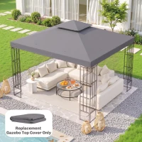 Outsunny Gazebo Replacement Canopy for Model 01 -0153, 2-Tier Top Cover for 9.8' x 9.8' Gazebo, Charcoal (TOP ONLY)(m-2)