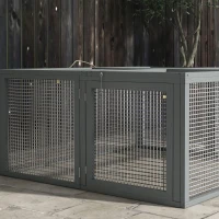 PawHut Wooden Folding Rabbit Hutch, for 2-3 Rabbits - Gray(m-8)
