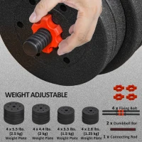 Soozier 66lbs 2-in-1 Adjustable Dumbbells Weight Set, Dumbbell Hand Weights Barbell for Body Fitness, Lifting Training for Home, Office, Gym, Black and Red(m-6)