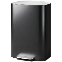 HOMCOM Fingerprint-proof Kitchen Trash Can, 13.2 Gallon Garbage Can with Soft-close Lid and Foot Pedal, Black(m-2)