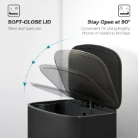HOMCOM Fingerprint-proof Kitchen Trash Can, 13.2 Gallon Garbage Can with Soft-close Lid and Foot Pedal, Black(m-5)