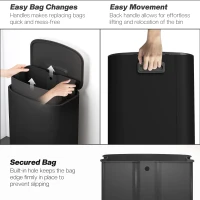 HOMCOM Fingerprint-proof Kitchen Trash Can, 13.2 Gallon Garbage Can with Soft-close Lid and Foot Pedal, Black(m-7)