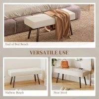 HOMCOM 39 Inches Upholstered Bedroom Bench, Modern End of Bed Bench with Steel Legs, Cream White(m-6)