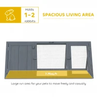 PawHut Rabbit Hutch, Wooden Guinea Pig Hutch with Run and Doors, Outdoor Triangle Bunny House for Rabbits,Duck and Chicken(m-4)