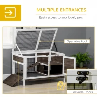 PawHut Rabbit Hutch Dual-Height Design Bunny House with Run Slide-Out Tray White and Coffee(m-5)