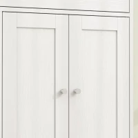 HOMCOM Bathroom Floor Cabinet, Freestanding Bathroom Cabinet with Drawer, Door, Open Shelves, White(m-10)
