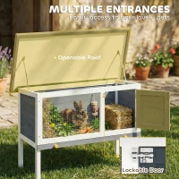 PawHut Wooden Rabbit Hutch, Guinea Pig Hutch with Asphalt Roof, Outdoor Elevated Bunny House for Rabbits, Chinchillas(m-5)