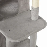 PawHut 52" Cat Tree, Multi-Level Large Cat Tower House with 2-Tier Condo, Bed, Sisal Scratching Posts, Light Grey(m-10)