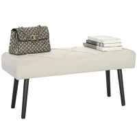 HOMCOM 39 Inches Upholstered Bedroom Bench, Modern End of Bed Bench with Steel Legs, Cream White(m-9)