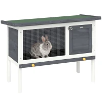 PawHut Wooden Rabbit Hutch, Guinea Pig Hutch with Asphalt Roof, Outdoor Elevated Bunny House for Rabbits, Chinchillas(m-11)