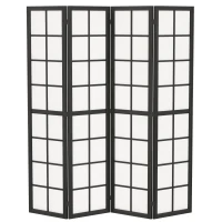 HOMCOM 4 Panel Room Divider, 5.6 ft Folding Wall Divider Room Partition for Home Office, Bedroom, Living Room, Black(m-9)