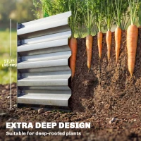 Outsunny 8' x 1.3' x 1.5' Galvanized Raised Bed, Large Elevated Planter Box for Growing Flowers, Herbs and Vegetables, Silver(m-4)
