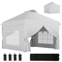 Outsunny 10' x 10' Pop Up Canopy Tent, Instant Sun Shelter, Tents for Parties, with Wheeled Carry Bag, White(m-9)