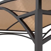 Outsunny 8' x 5' Hardtop Grill Gazebo, Outdoor BBQ Gazebo with PC Board Roof, BBQ Canopy Gazebo with 2 Side Shelves and 5 Hooks(m-10)