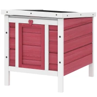 PawHut Wooden Rabbit Hutch, Bunny Cage with Waterproof & Openable Asphalt Roof, Outdoor Cat House Guinea Pig Cage Duck Shelter, Indoor Outdoor Use, 20" x 16.5" x 17", Red(m-11)