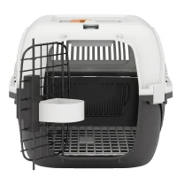 PawHut Airline Approved Pet Carrier for Mini Dogs and Cats with Steel Wire Door, Water Bowl, for Car, Airplane, Outdoor, Balck(m-9)